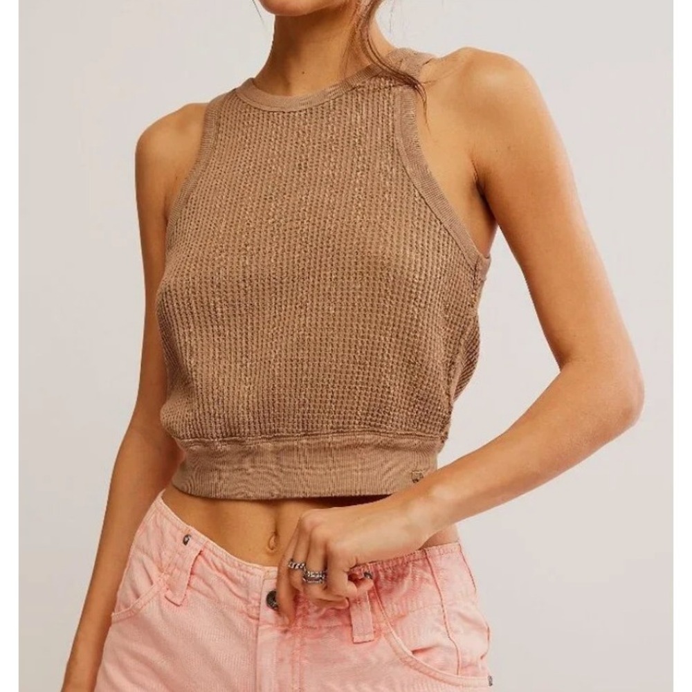 free people vest tank top in cuban sand tan, women size small